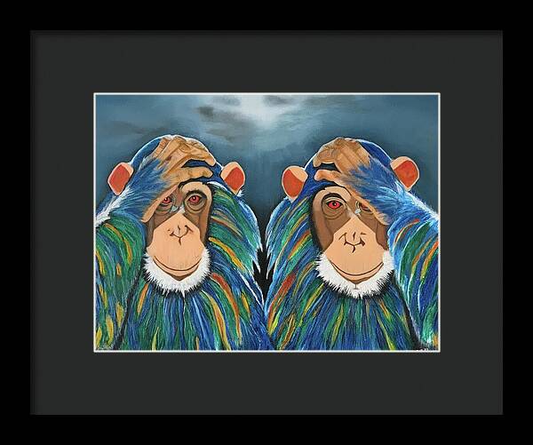 Monkeys In The Rain - Framed Print