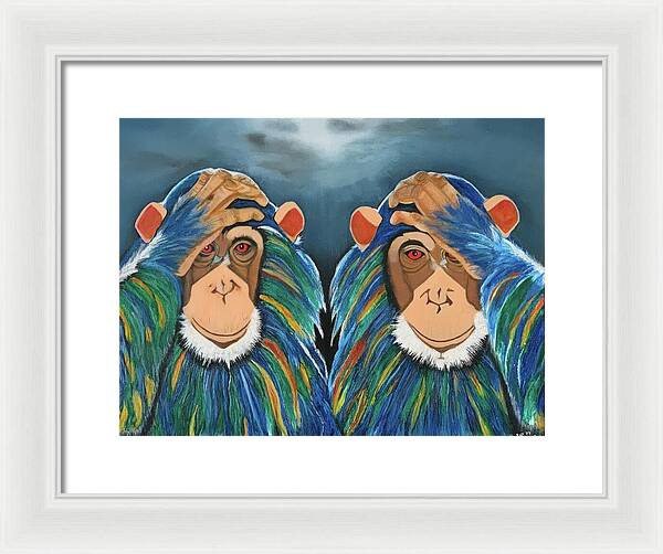 Monkeys In The Rain - Framed Print