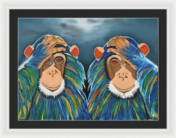 Monkeys In The Rain - Framed Print