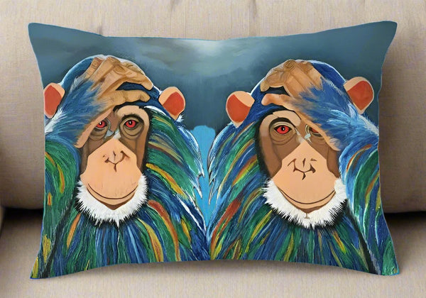 Monkeys In The Rain Throw Pillow