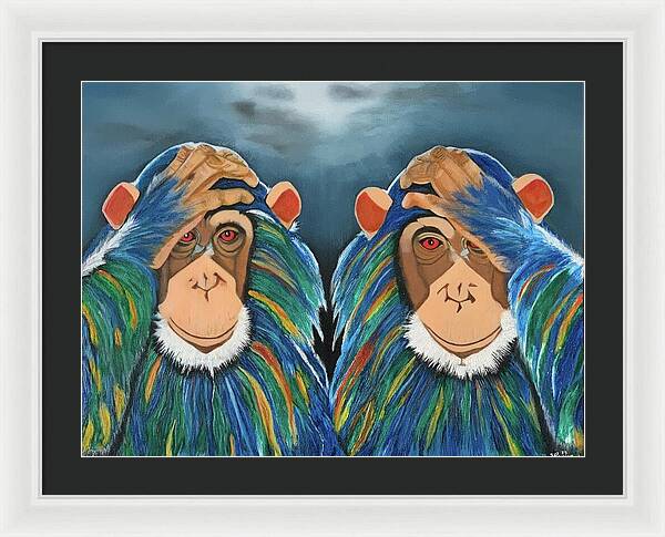 Monkeys In The Rain - Framed Print