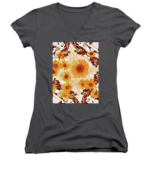 Pin Up Flower Girl  - Women's V-Neck