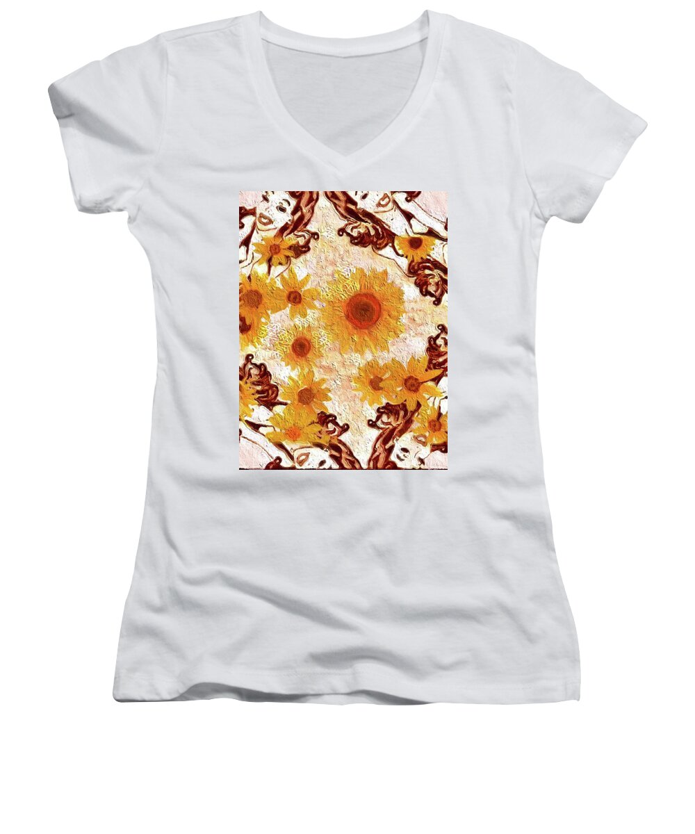 Pin Up Flower Girl  - Women's V-Neck