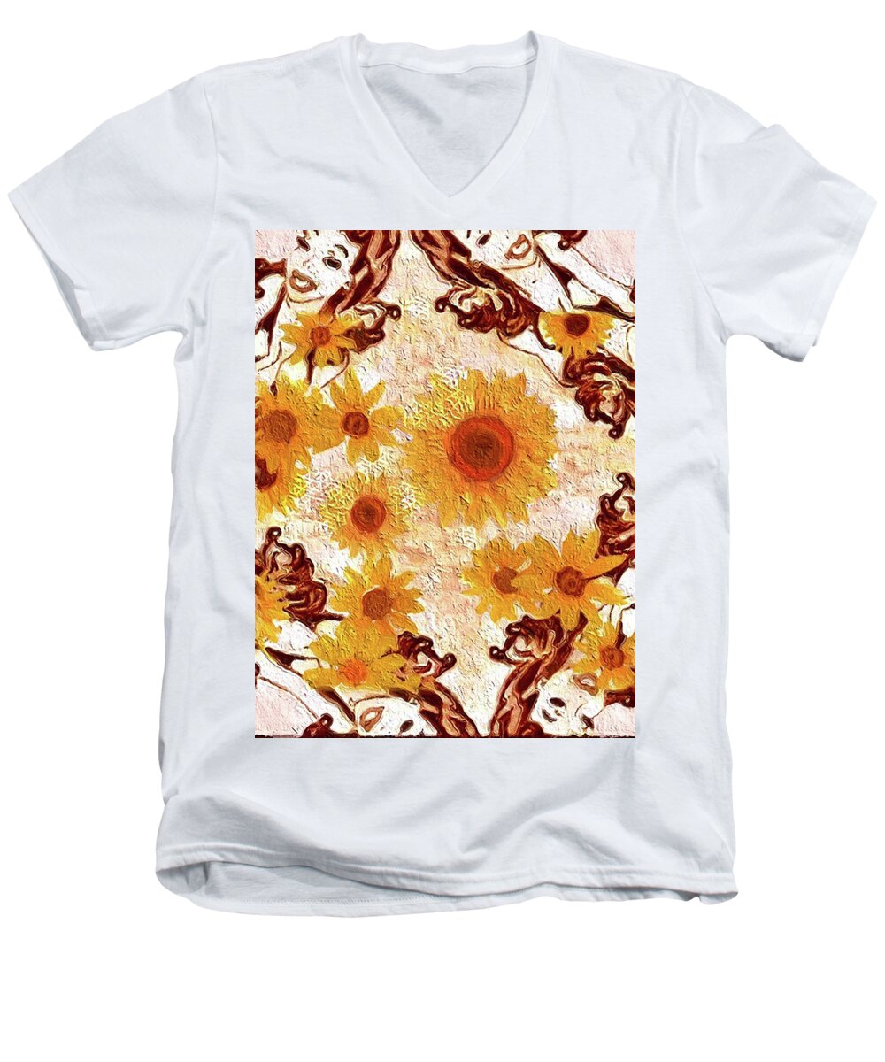 Pin Up Flower Girl  - Men's V-Neck T-Shirt