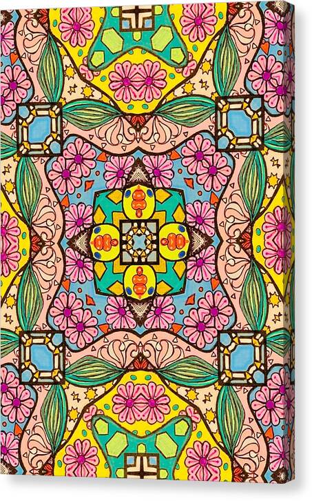 Pink Flower Doodle - Canvas Print