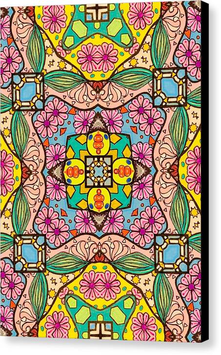Pink Flower Doodle - Canvas Print