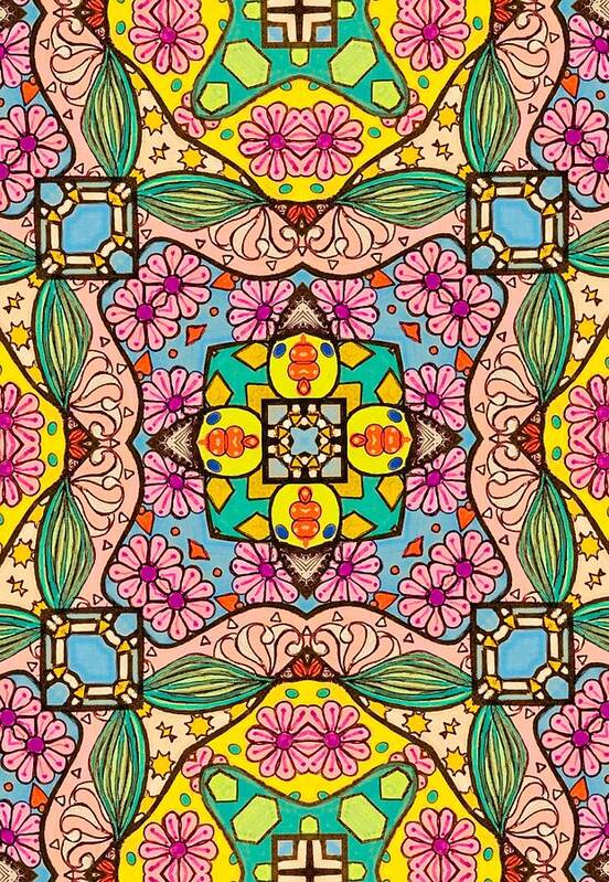 Pink Flower Doodle - Art Print