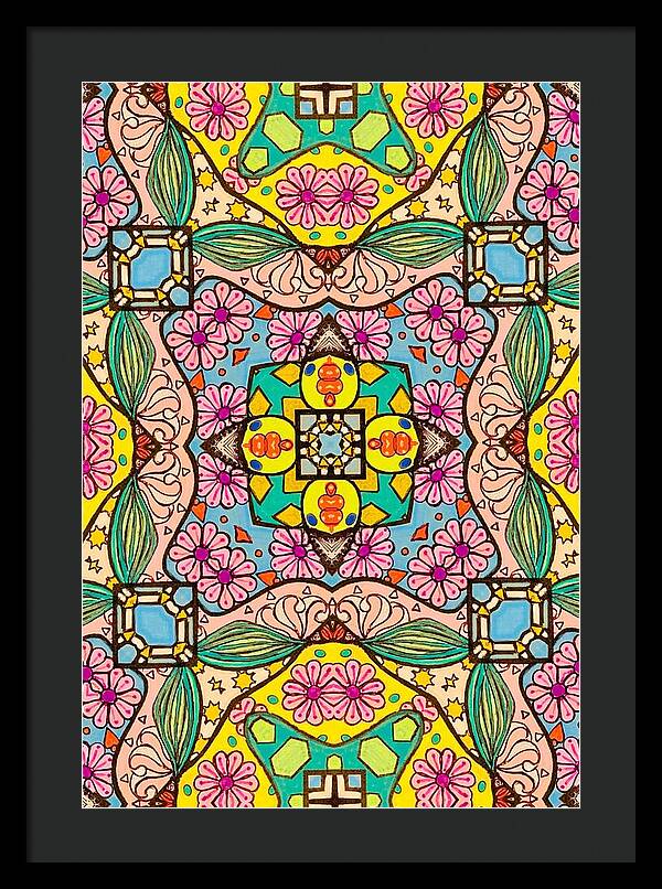 Pink Flower Doodle - Framed Print