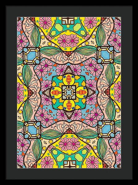 Pink Flower Doodle - Framed Print