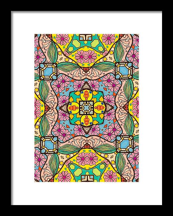 Pink Flower Doodle - Framed Print