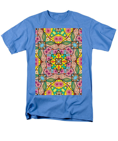 Pink Flower Doodle - Men's T-Shirt  (Regular Fit)