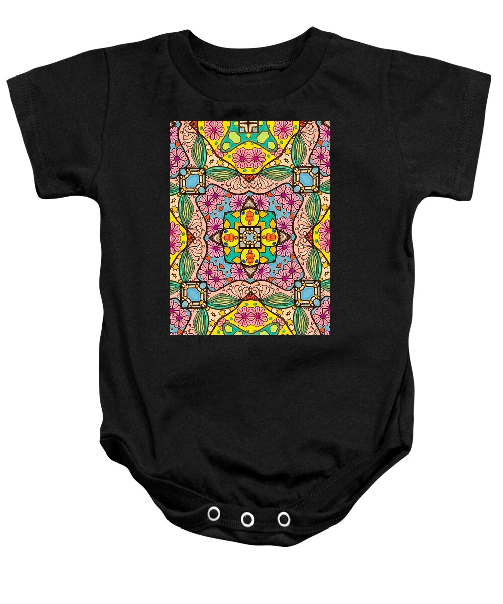 Pink Flower Doodle - Baby Onesie