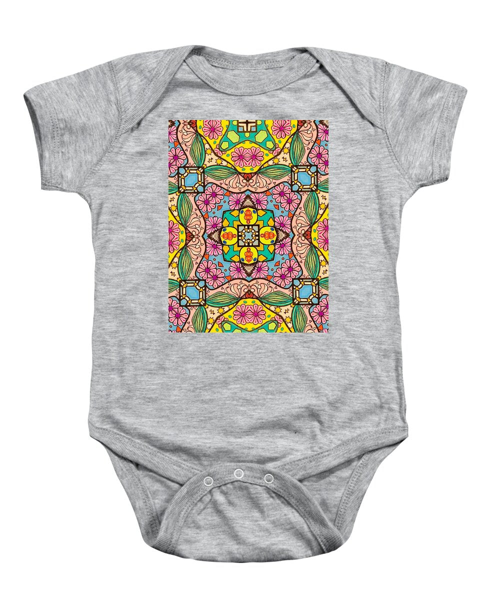 Pink Flower Doodle - Baby Onesie