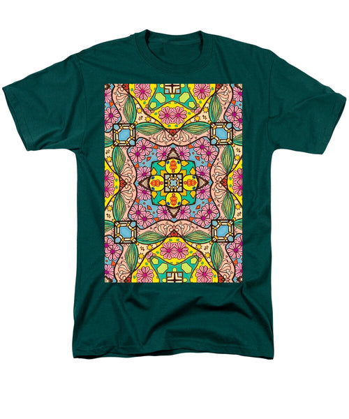 Pink Flower Doodle - Men's T-Shirt  (Regular Fit)