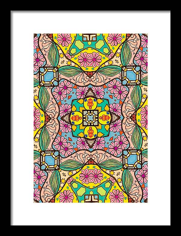Pink Flower Doodle - Framed Print