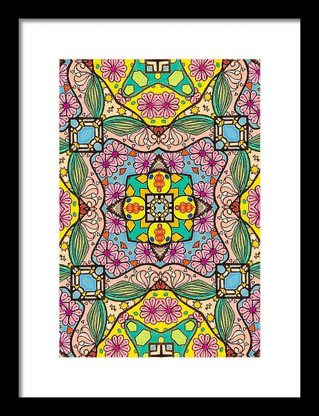 Pink Flower Doodle - Framed Print