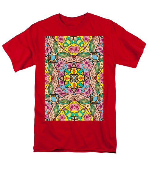 Pink Flower Doodle - Men's T-Shirt  (Regular Fit)