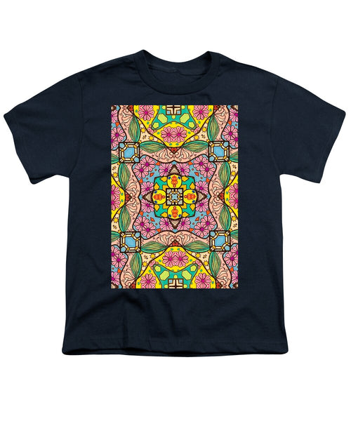 Pink Flower Doodle - Youth T-Shirt