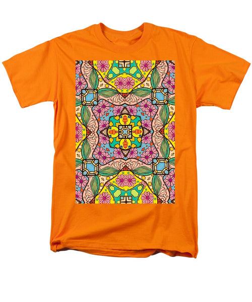 Pink Flower Doodle - Men's T-Shirt  (Regular Fit)