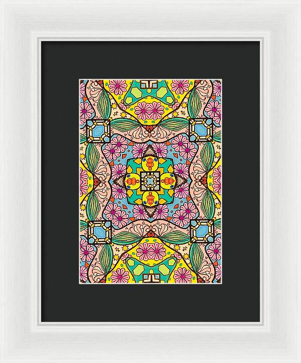 Pink Flower Doodle - Framed Print