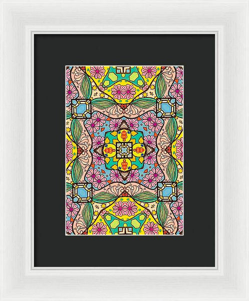 Pink Flower Doodle - Framed Print