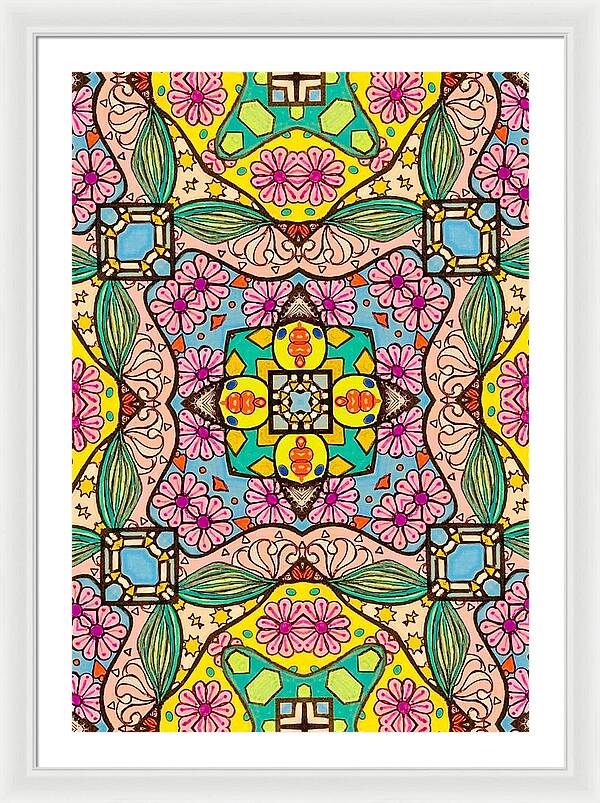 Pink Flower Doodle - Framed Print