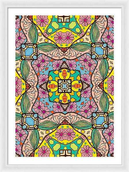 Pink Flower Doodle - Framed Print