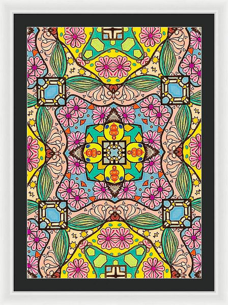 Pink Flower Doodle - Framed Print