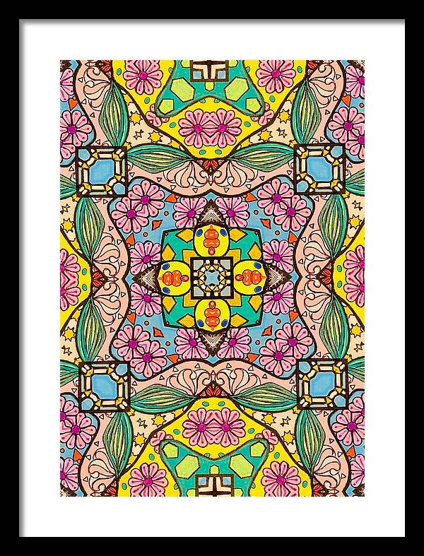 Pink Flower Doodle - Framed Print