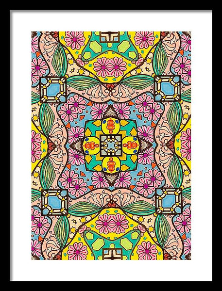 Pink Flower Doodle - Framed Print