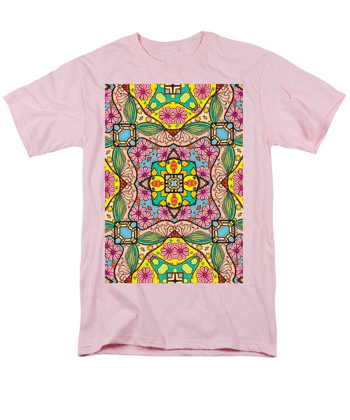 Pink Flower Doodle - Men's T-Shirt  (Regular Fit)