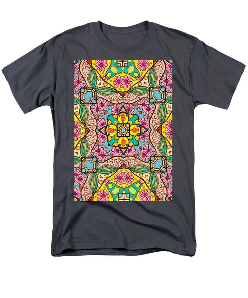 Pink Flower Doodle - Men's T-Shirt  (Regular Fit)