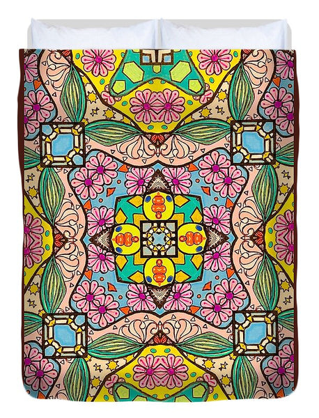 Pink Flower Doodle - Duvet Cover