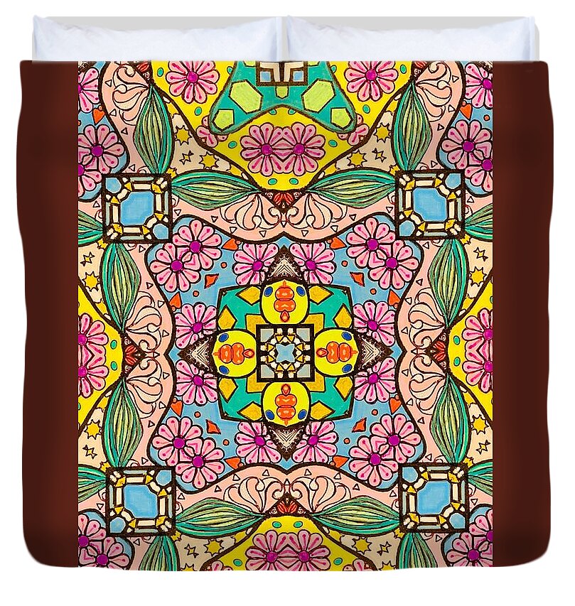 Pink Flower Doodle - Duvet Cover