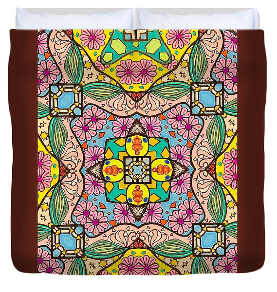 Pink Flower Doodle - Duvet Cover