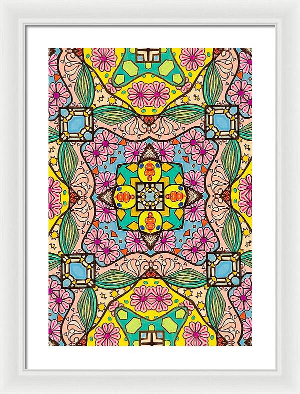 Pink Flower Doodle - Framed Print