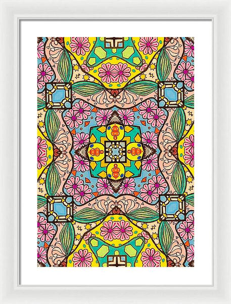 Pink Flower Doodle - Framed Print