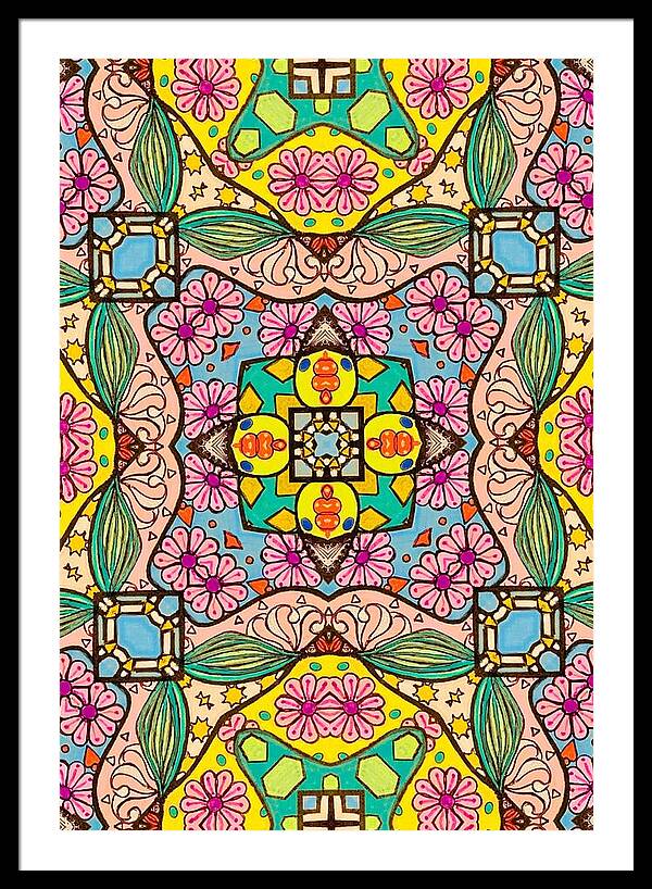 Pink Flower Doodle - Framed Print