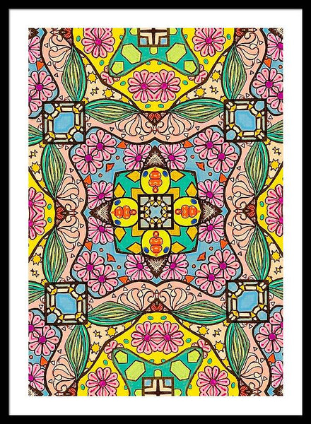 Pink Flower Doodle - Framed Print
