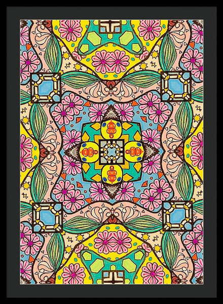 Pink Flower Doodle - Framed Print