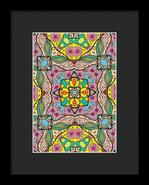 Pink Flower Doodle - Framed Print