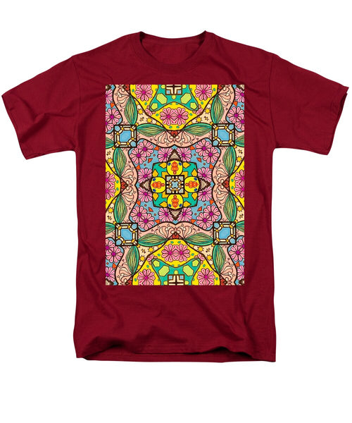 Pink Flower Doodle - Men's T-Shirt  (Regular Fit)