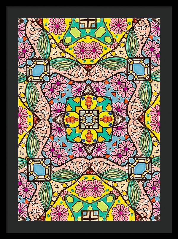 Pink Flower Doodle - Framed Print