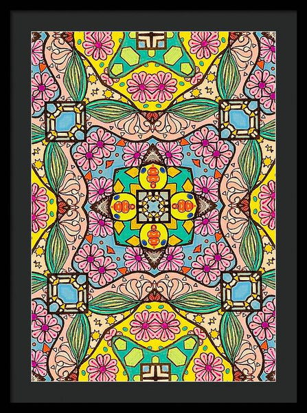 Pink Flower Doodle - Framed Print