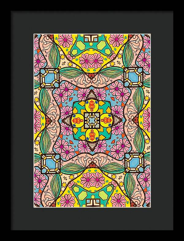 Pink Flower Doodle - Framed Print