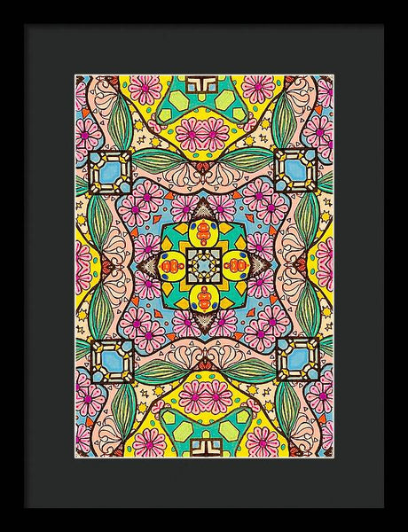Pink Flower Doodle - Framed Print