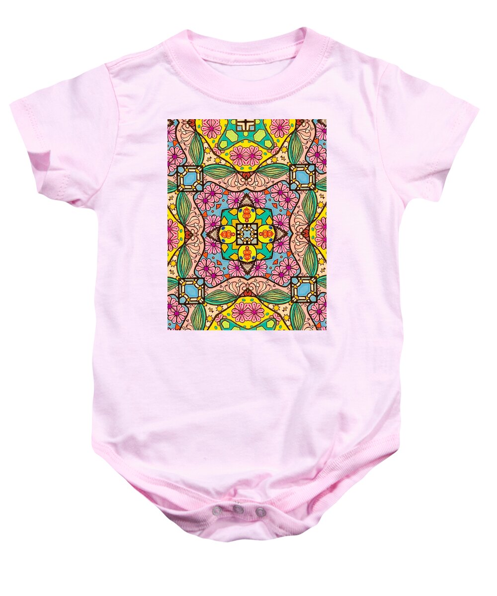 Pink Flower Doodle - Baby Onesie