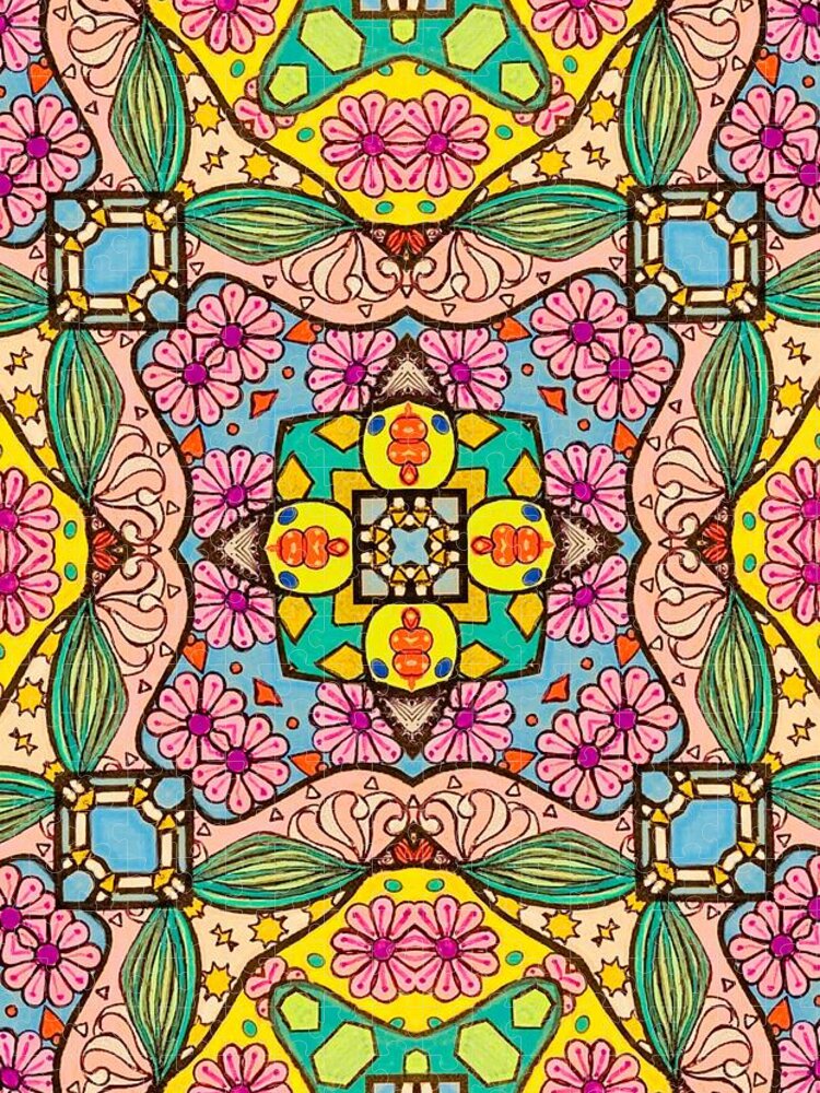 Pink Flower Doodle - Puzzle