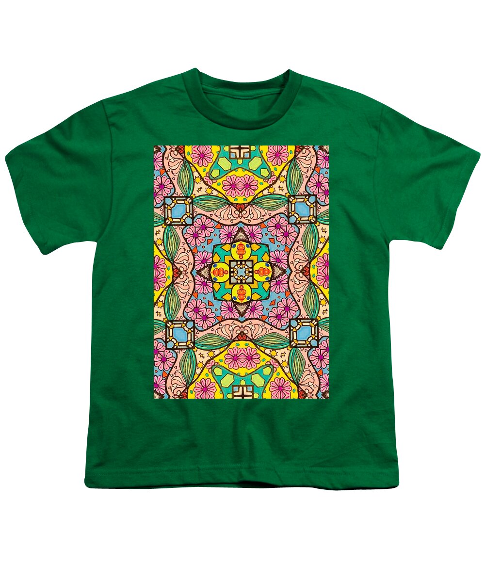 Pink Flower Doodle - Youth T-Shirt