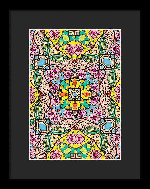 Pink Flower Doodle - Framed Print